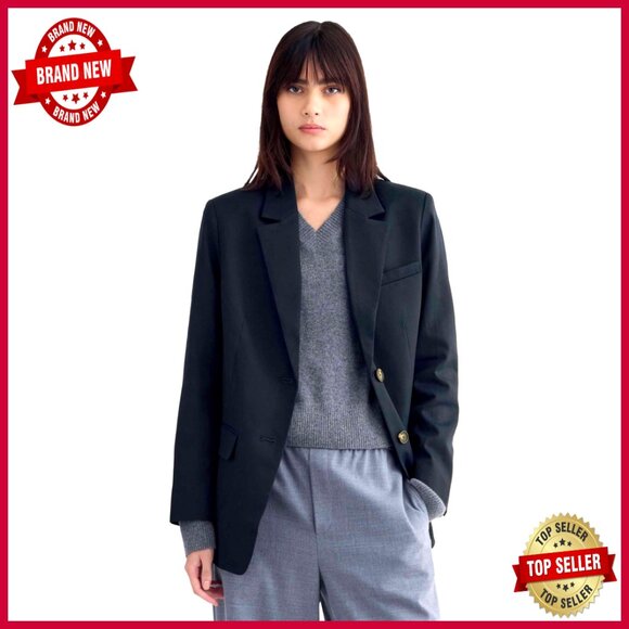 Oversized Blazer TENCEL Cotton Blend Relaxed Fit Modern Tailored
